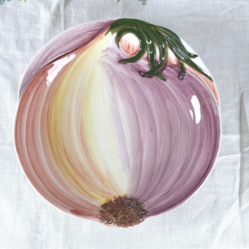 Bel Orto Vietri Italy Red Onion Hand Painted Ceramic Serving Plate